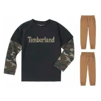 在飛比找蝦皮購物優惠-Timberland 小男童 迷彩電繡LOGO長袖T+卡其長