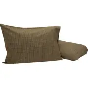 Tea Cabin Rustic Standard Green Plaid Pillow Case Set of 2 Cotton Rectangle B...