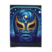 Velveteen Plush Blanket Starry Night Lucha Libre Mystical Wrestler Mask Graphic