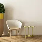 Spitiko Homes Side Table Gold and White Marble/16” x 16”x 18.50