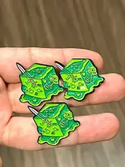 (X3pack) Retro Green Gel Cube Dungeons & Dragons Dice Pin RPG Slime Monster X3pc