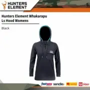 Hunters Element Womens Warm Whakarapu Ls Hood Top Domed Chest Pocket Black