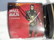 Skull Ninja Boy's Halloween Costume Youth Size 4-6 Black & Gold