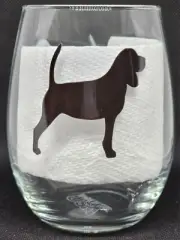 NEW Toasted Tales Stemless Wine Glass BEAGLE DOG SHADOW