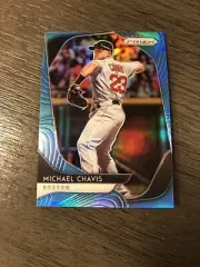 2020 Panini Prizm-Carolina Blue Refractor-Michael Chavis #91-Mint