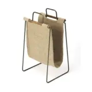 Beaumont Lane Metropolitan Living Burlap and Metal Magazine Basket in Beige