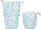 Cute Standing Pencil Case for Kids Pop Up Makeup Pouch Pen Holder Blue Flowers