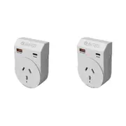 2PK Moki Travel Adaptor Plus Outbound AU/NZ to South Africa w/ Type-C & USB-A
