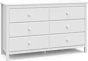[StorkCraft] Alpine 6 Drawer Double Dresser (White) – GREENGUARD Gold Certified, Dresser for Nursery, 6 Drawer Dresser, Kids Dresser, Nursery Dresser Drawer Organizer, Chest of Drawers