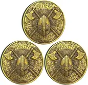 Vikings Battle-Axe Helmet Norse Compass Challenge Coin (Pack of 3)