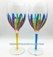 RAVENNA WINE GLASSES - SET OF 2 - YELLOW & TURQUOISE - VENETIAN GLASSWARE
