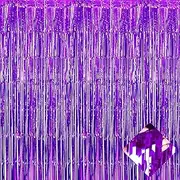 4 Pack Purple Foil Fringe Curtain Backdrop, 3.2Ft x 9.8Ft Metallic Tinsel Foil Fringe Streamers Curtains for Party, Photo Booth Props, Birthday, Wedding, Christmas Party Decoration Supplies