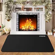 BTEDZSW Fireproof Hearth Mat, 41.5 x 23.5 inches, Black, Modern Style, Non Slip, Fire Resistant