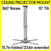 Adjustable Ceiling Projector Mount Bracket Max 44 lbs Tilt + 360 Degree Swivel