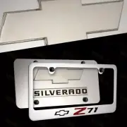 2PC Chevrolet CAMARO Z71 Stainless Steel License Plate Frame w/ Cap-Front & Back
