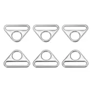 1.26" Adjuster Triangle with Bar Swivel Clip D Dee Ring Buckle, 6Pcs Silver