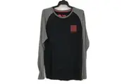 AFL Essendon Bombers Printed Logo Black/Grey Long-Sleeve Tee Mens Size Small NEW