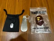 New A BATHING APE Silver Brass ABC SHOEHORN Keychain - Auth BAPE