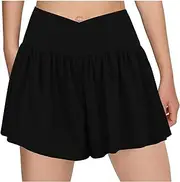 [ALHAVONE] Girl Flowy Athletic Shorts with Pocket Butterfly Shorts 2 in 1 Running Skirts Cheer Tennis Shorts for Teen Active Workout
