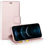 For Apple iPhone 12 Pro Max Case, Hanman Wallet Leather Flip Magnetic Stand Case Cover (Rose Gold)