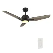 48" Indoor Outdoor Black Wooden LED Smart Ceiling Fan Reversible 10 Speed Motor
