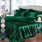Homiest 7pcs Satin Sheets California King Size Bed Set Satin Sheet Set, Black...