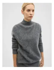 [Seed Heritage] Brushed Cashmere Roll Neck Knit Jumper in Grey