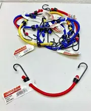 Erickson 13" Multicolor Bungee Bungey Cord Strap Rubber Tipped Hooks - LOT of 10