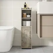 Hzuaneri Bathroom Storage Cabinet, Corner Floor Cabinet with Doors and Adjustable Shelf, Narrow Toilet Paper Cabinets, Bathroom Organizer for Small Spaces, Greige BC19705X
