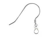 100pc-Sterling Silver Earring Hooks.Wholesale Earring Wires.Coil & Bead SS110