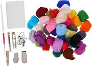 BEBEMOKO Adult Craft Kit Needle Felting Kit DIY Felting Supplies 24 Needles Wool Felt for Creative Crafts