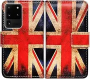 Galaxy S20 Ultra Case,Bcov Retro Union Jack Flag Leather Flip Case Wallet Cover with Card Slot Holder Kickstand for Samsung Galaxy S20 Ultra