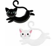 Adhesive Towel Ring, Plastic Hand Towel Holder for Bathroom, 2 Pack Self Adhesive Kitchen Towel Holders, Cute Cat Hand Towel Hanger for Wall, Cabinet, Do