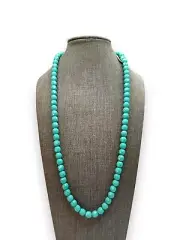 Laguna Teal Blue Faceted Glass Beaded Necklace 23”