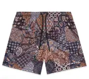 Kinetic King Athletic Shorts Brown Paisley Fundamental Summer Men Size Large