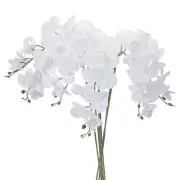 6Pcs 41" 9 Heads Artificial Orchid Stems Faux Phalaenopsis, Pure White