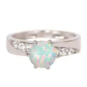 1.15Ct Natural Australian Opal IGI Certified Diamond Ring In 14KT White Gold