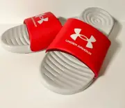 Under Armour Men's UA Ansa Fixed Strap Slides Flip Flops GRAY RED Size 8 NEW!