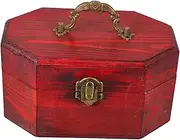 GOOHOCHY Box Antique Storage Box with Handle Octagonal Flip Lid Organizer for Desk Shelf Table Retro Design Compartment Storage for Home Office School