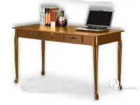 在飛比找Yahoo!奇摩拍賣優惠-書桌電腦桌辦公桌 柚木色4尺全實木書桌 原木/居家/溫潤/傳