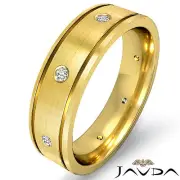 Mens Eternity Wedding Diamond Band Dome Flat Edge Ring 14k Yellow Gold 0.15Ctw