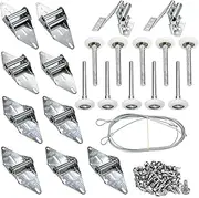 Socpuro Garage Door Rollers Hinges Set, Track Wheels/Hinges/Top Bracket/Wire Rope Replacement Parts, Garage Door Hardware Roller Tune Up Kit for 7' Height Doors