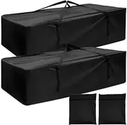 2Pcs Garden Furniture Cushion Storage Bag Waterproof 210D Oxford Fabric Storage Bag Rip Proof Outdoor Furniture Storage Bags with Handle and Zipper Portable Furniture Storage Bag for Home Patio ...