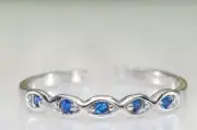 Blue Sapphire Women's Foot Jewelry Adjustable Toe Ring 925 Silver