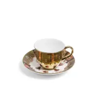 在飛比找momo購物網優惠-【富邦藝術】龍型花卉鏡像倒影骨瓷茶杯組 金