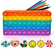 ArtCreativity Pop It Pencil Case for Kids - Silicone Pop Up Pencil Case with 6 Colorful Pencils and 6 Erasers for Kids - Kids Pencil Pouch with Sensory Fidget - Pencil Case for Boys and Girls
