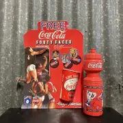 Coke AFL 1995 Footy Faces Pogs Discs Vintage Shop Advertising Sign Cup & Bottle