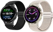 HAYONLIY 2 Pack Magnetic Nylon Bands Compatible for Garmin Venu 3S/Vivoactive 4S/Venu 2S/Vivomove 3S/Forerunner 255s/Forerunner 265s, 18mm Quick Release Stretchy Braided Strap for Men Women