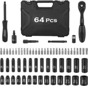1/4" Drive Socket Wrench Set Impact Metric Socket Deep Shallow Socket Ratchet Wr
