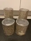 Flameless Pillar Candles, Silver Color, Glitter, Set of 4